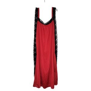 Vintage Red Black Lace Trim Nightgown Chemise Lingerie Plus Size 3X USA Made